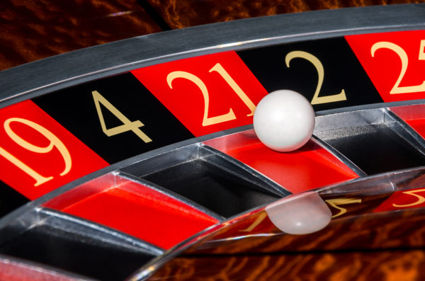 Classic Casino Roulette Wheel With Red Sector Twenty-one 21